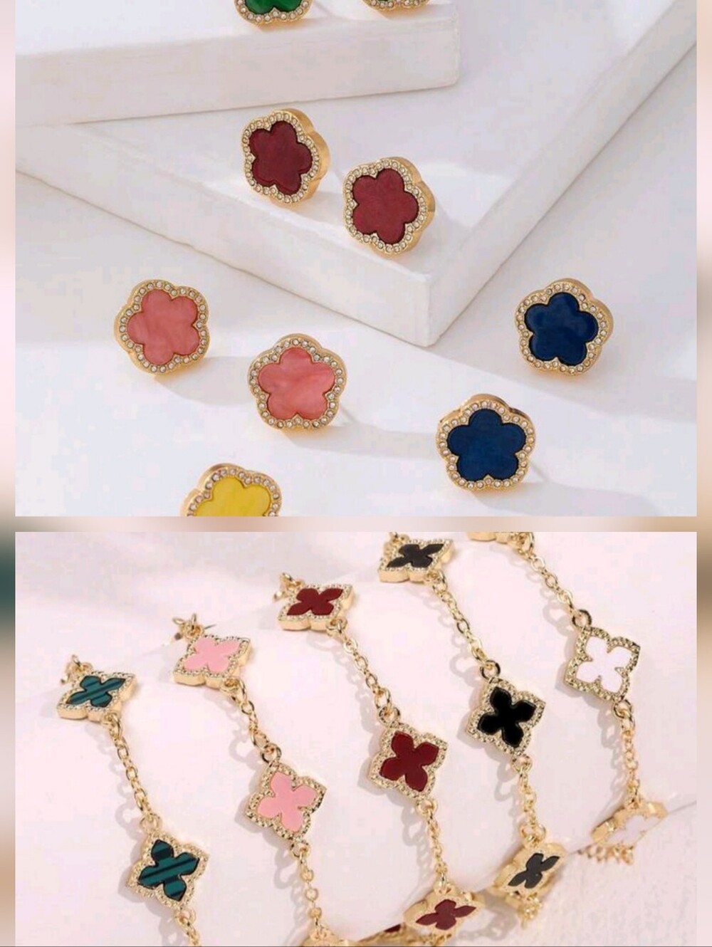 1 Random set Clover Stud Earrings and Bracele NWOT